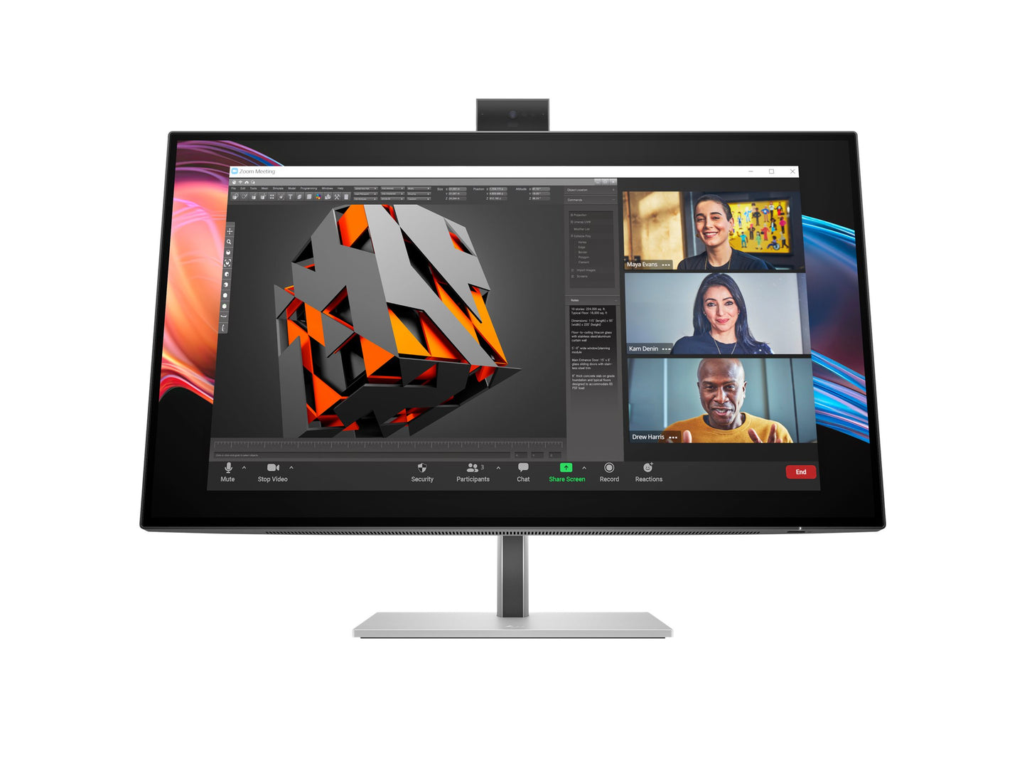HP Écran pour conférence 4K Series 7 Pro 727pm avec webcam IA 5 Mpx HDR 27p 4K UHD 3840x2160 HDMI DisplayPort Thunder