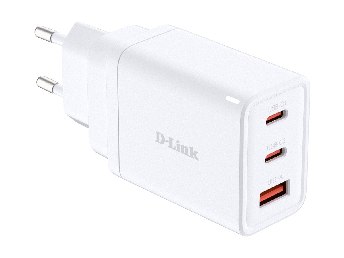 D-LINK 65W GaN Charger 2 USB-C ports 1 USB-A port Simultaneous Charging of 3 devices Fast charging