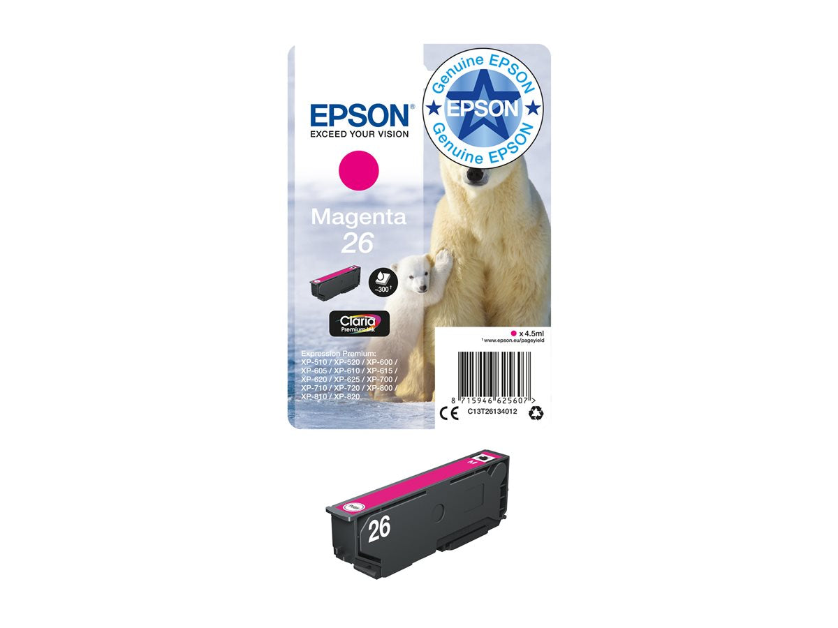 EPSON 1LB 26 ink cartridge magenta standard capacity 4.5ml 300 pages 1-pack blister without alarm