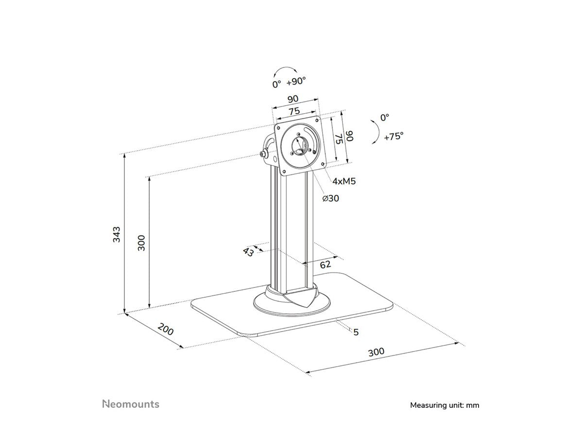 NEOMOUNTS Tablet desk stand max 3kg 6.6lbs lockable