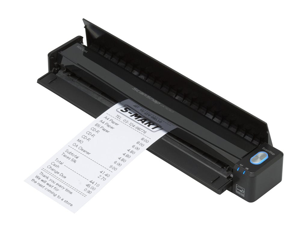 RICOH ScanSnap iX100 Scanner A4 color USB2.0 simplex 5.2sec per page USB + WiFi Win und Mac ABBYY FineReader