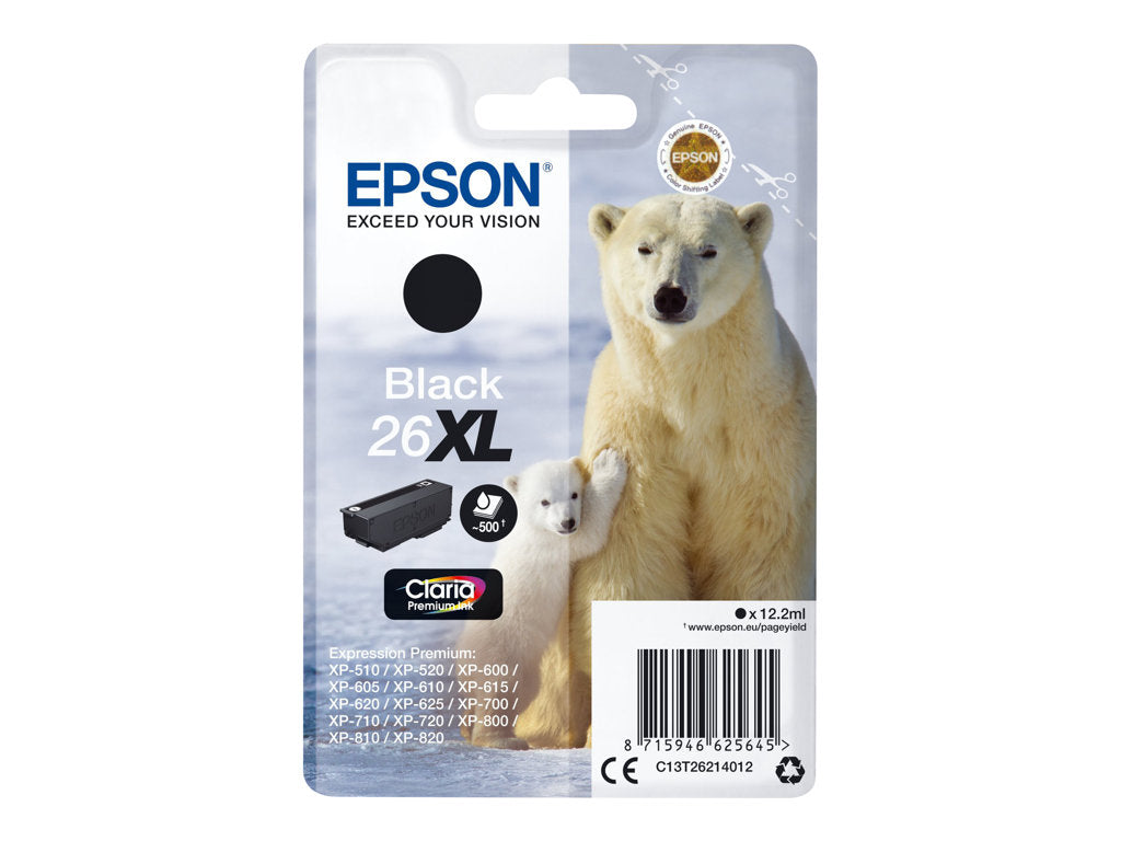 EPSON 4LB 26XL ink cartridge black high capacity 12.2ml 500 pages 1-pack blister without alarm
