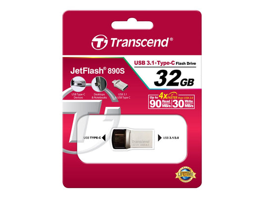 TRANSCEND TRANSCEND 32Go Clé USB3.1 Gen 1- On The Go - Type A et C - Argentée