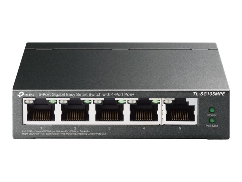 TP-LINK 5Port Gigabit Easy Smart Switch with 4Port PoE+ 4x Gigabit PoE+ Ports 1x Gigabit Non-PoE Ports 802.3af/at 120W PoE Power