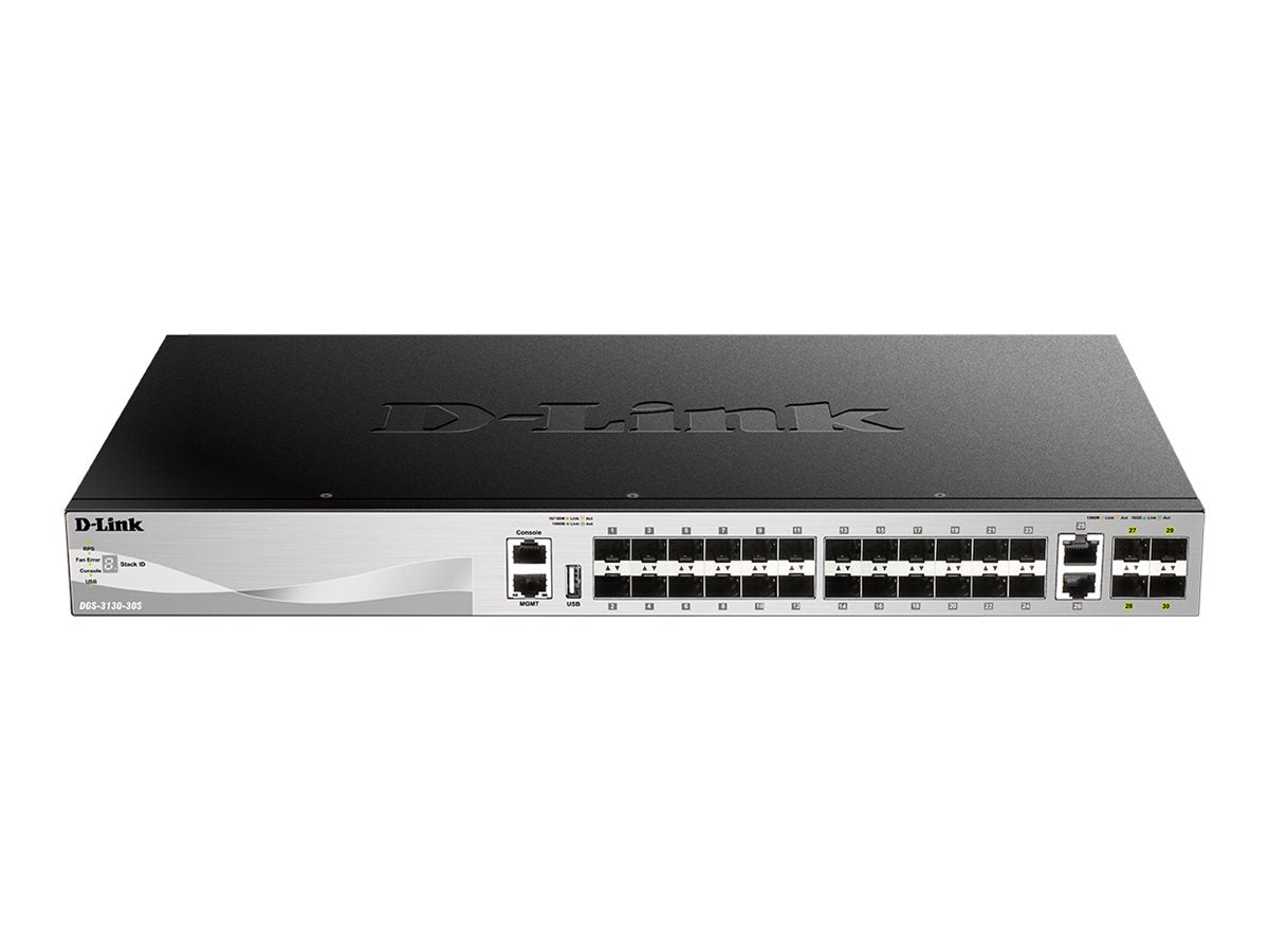 D-LINK D-LINK L3 Light Switch 24 SFP ports & 2 10GBASE-T ports & 4 10GbE SFP+ Ports Physical Stack Up To 9 Units