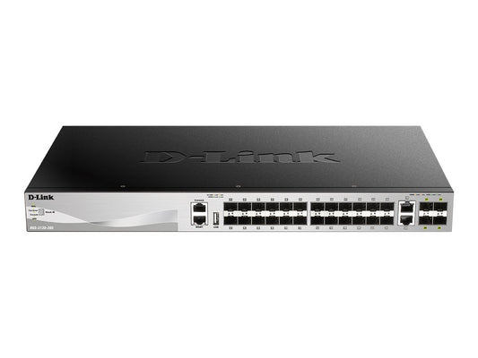D-LINK D-LINK L3 Light Switch 24 SFP ports & 2 10GBASE-T ports & 4 10GbE SFP+ Ports Physical Stack Up To 9 Units