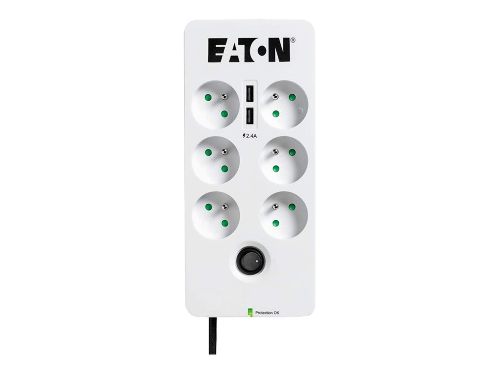 EATON Multiprises parafoudre 10A Protection Box 6 prises FR Port USB