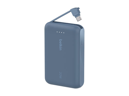 BELKIN 10k PD20w Integrated USB-C Cable Power Bank Blue