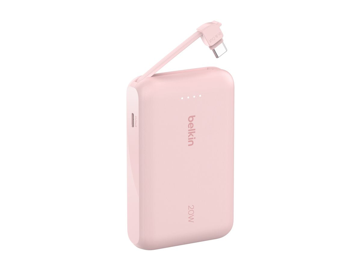 BELKIN 10k PD20w Integrated USB-C Cable Power Bank Pink