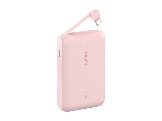 BELKIN 10k PD20w Integrated USB-C Cable Power Bank Pink