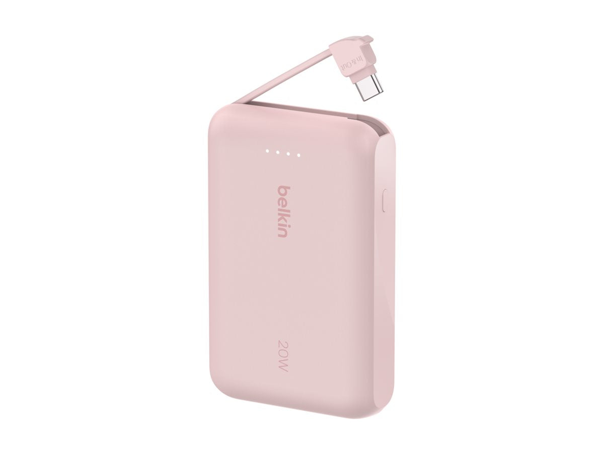 BELKIN 10k PD20w Integrated USB-C Cable Power Bank Pink