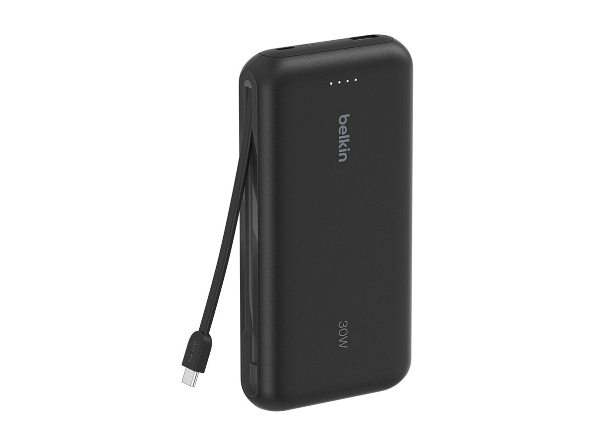 BELKIN 20k PD30w Integrated USB-C Cable Power Bank Black