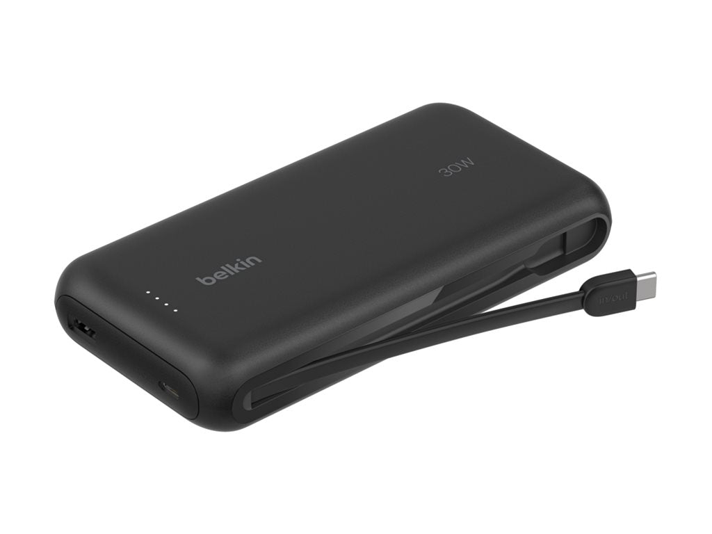 BELKIN 20k PD30w Integrated USB-C Cable Power Bank Black