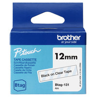 Charger l'image dans la galerie, BROTHER 12MM BTAG131 Tape Black on Transparent