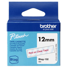 Charger l'image dans la galerie, BROTHER BTAG132 Ribbon 12MM Red on Transparent