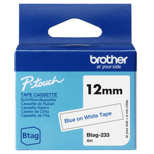 Charger l'image dans la galerie, BROTHER BTAG233 Ribbon 12MM Blue on White