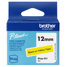 Charger l'image dans la galerie, BROTHER 12MM BTAG631 Ribbon Black on Yellow