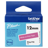 Charger l'image dans la galerie, BROTHER Ribbon BTAGP35 12MM White on Pink
