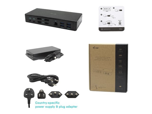 I-TEC USB-C Quattro Display Docking Station 2xDP 2xHDMI 1xGLAN 5xUSB 3.0 1xUSB-C-Data 1xAudio 1xMic 85W PD KL