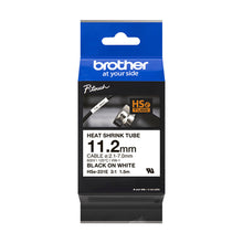 Charger l'image dans la galerie, BROTHER Heat Shrink Tube Black on White 11.2mm