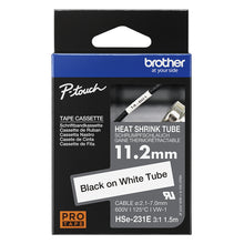 Charger l'image dans la galerie, BROTHER Heat Shrink Tube Black on White 11.2mm