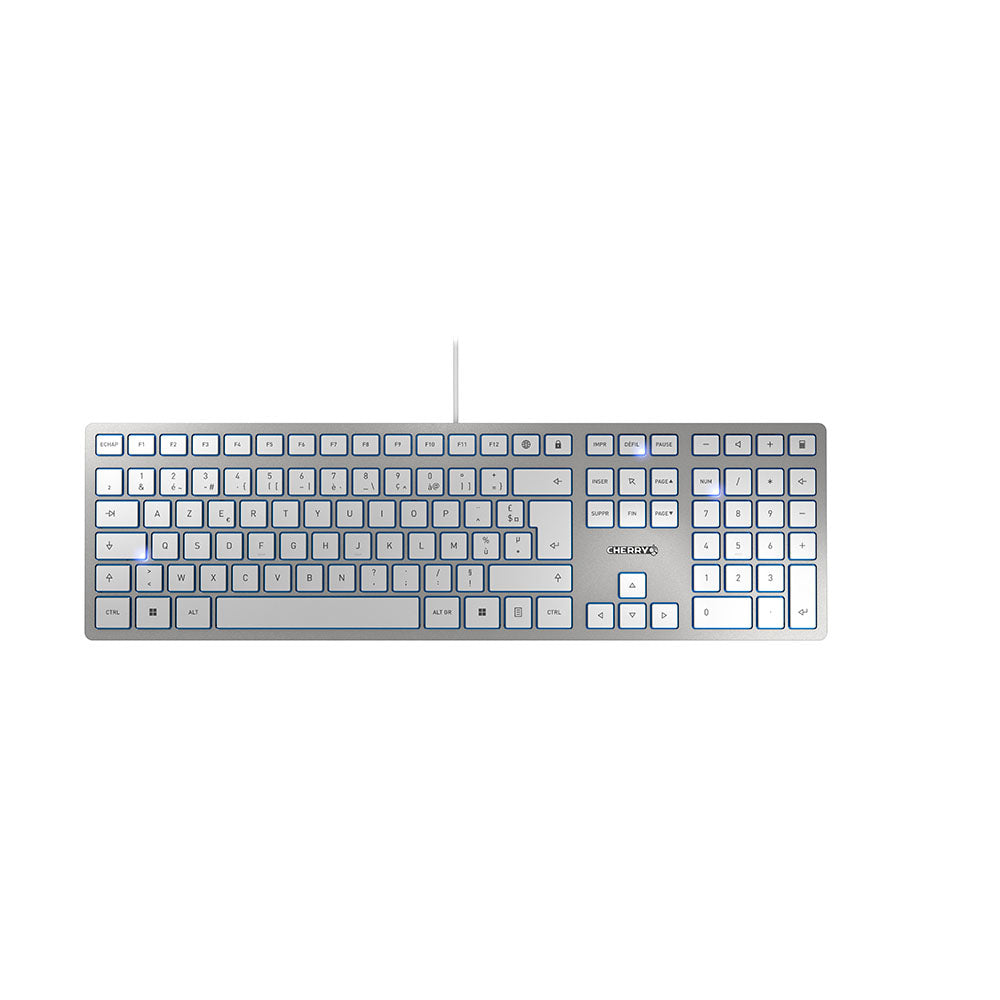 CHERRY KC 6000 SLIM Clavier 105+6 touches USB blanc/argent Layout FRANCAIS
