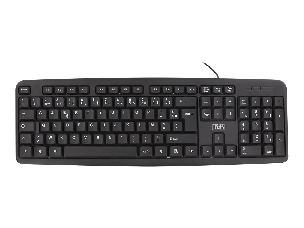 TNB Bridge Ultra Slim Wired Keyboard Azerty 105 Keys Long 120Cm Cable Coul. Black