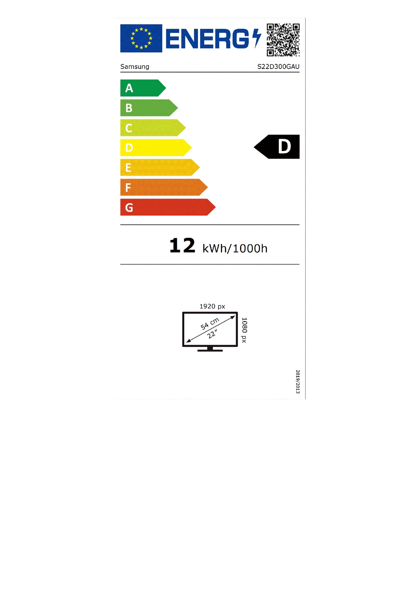 SAMSUNG LS22D300GAUXEN écran LED - 22" - 1920 x 1080 Full HD (1080p) @ 100 Hz - IPS - 250 cd/m² - 1000:1 - 5 ms - HDMI, VGA - noir