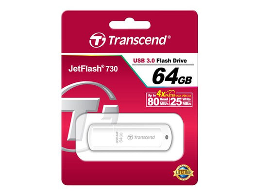 TRANSCEND 64Go Clé USB USB3.1 Gen1 Classique - Blanc