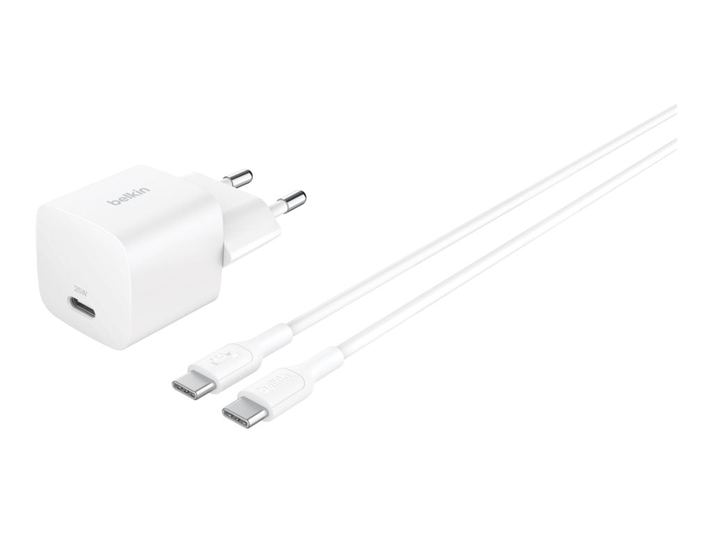 BELKIN 25W USB PD Wall Charger with PPS WHT w/1m C-C Cable