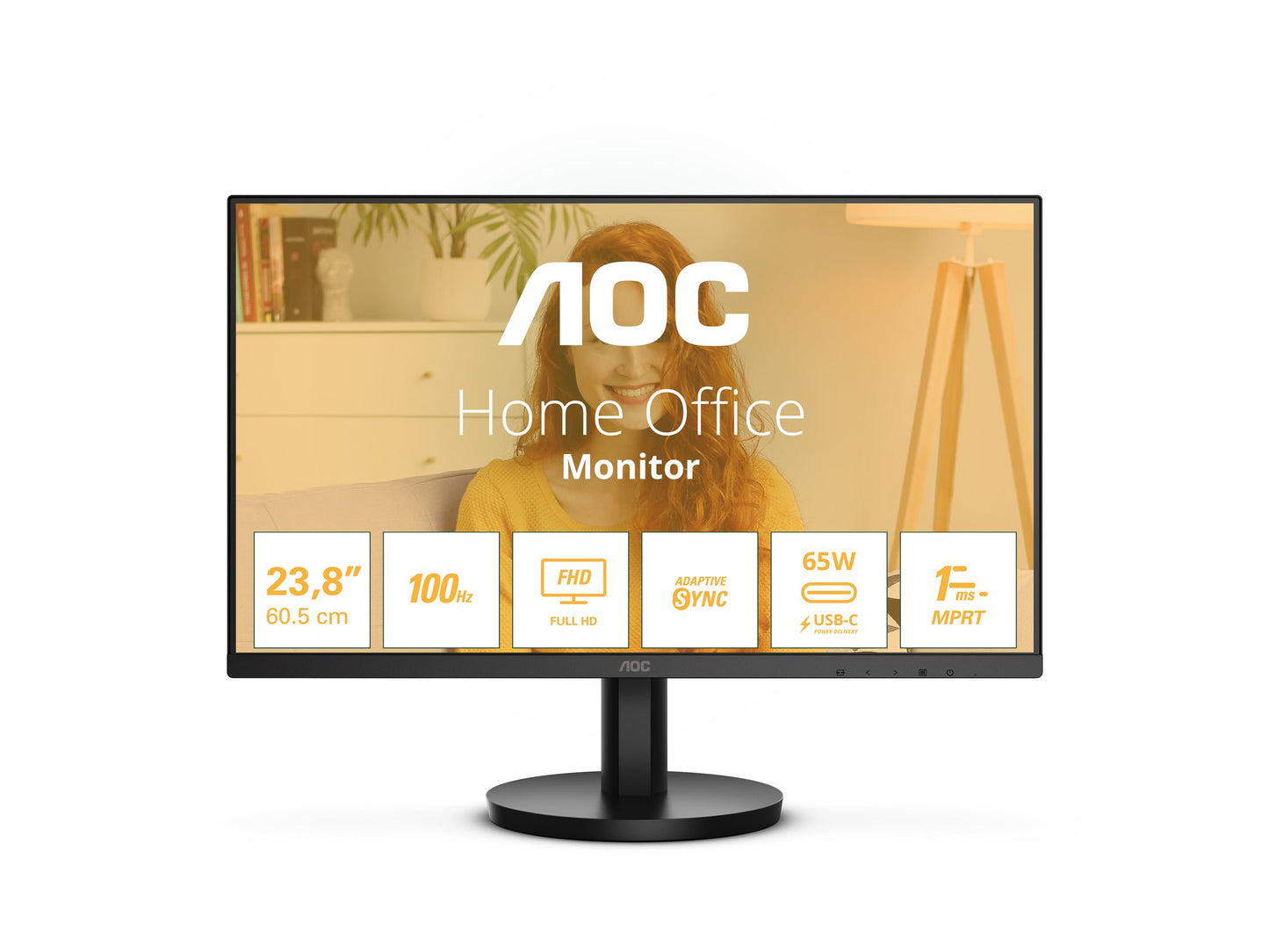 AOC 24B3CA2 Ecran 24''- 1920 x 1080 Full HD (1080p) @ 100 Hz - IPS - 250 cd/m² - 1300:1 - 4 ms - HDMI, USB-C - haut-parleurs