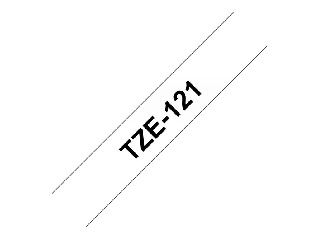 BROTHER P-TOUCH TZE-121 noir sur clear 9mm
