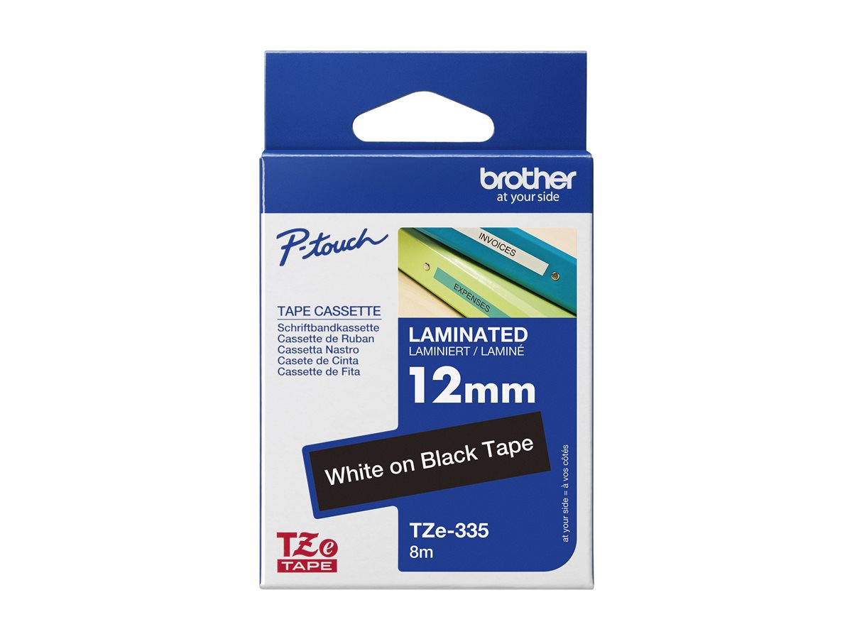 BROTHER P-TOUCH TZE-335 blanc sur noir  12mm