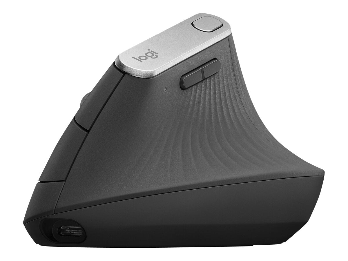 LOGITECH LOGITECH MX Vertical Vertical mouse ergonomic optical 6 buttons wireless wired Bluetooth 2.4 GHz USB wireless receiver graphite