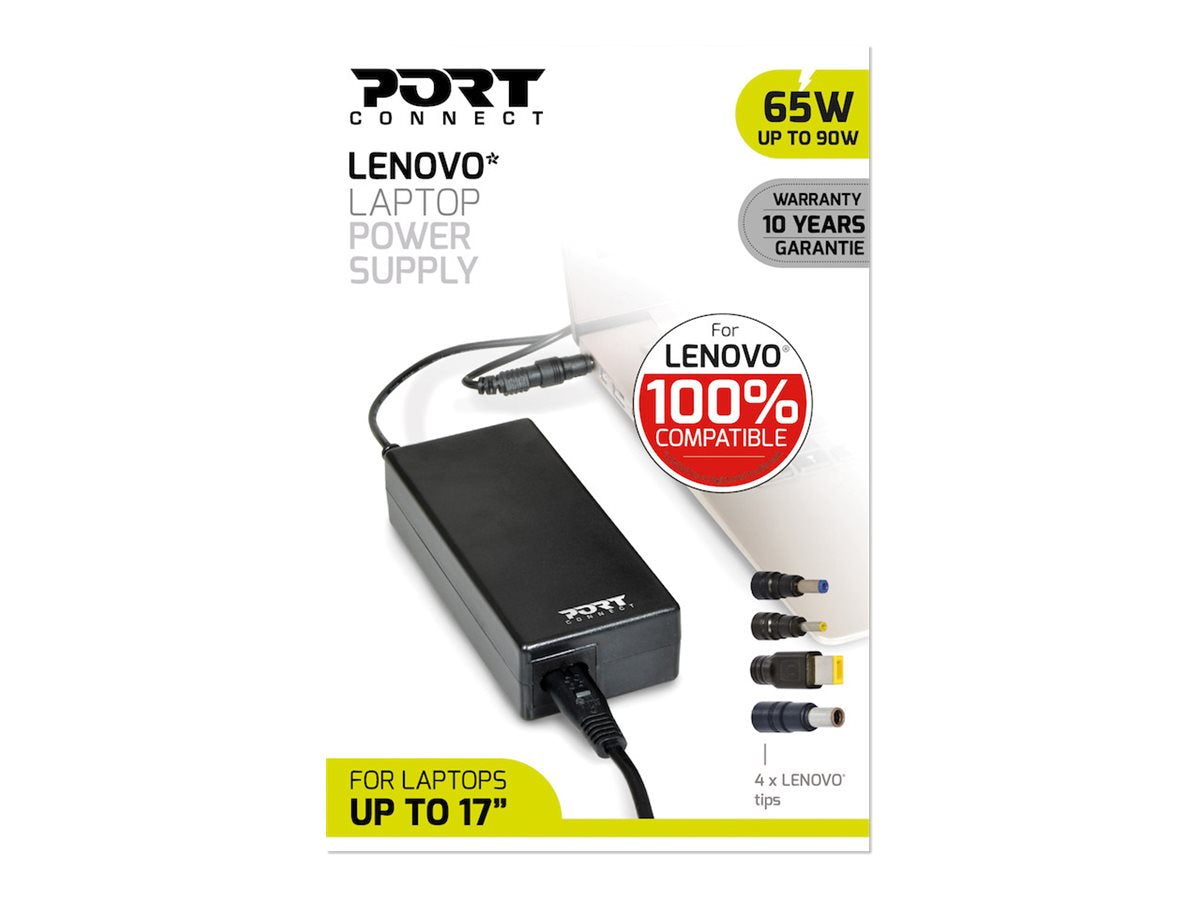 PORT DESIGNS PORT DESIGNS Compatible with LENOVO notebooks EU Plug 65W power supply for notebooks up to 90W