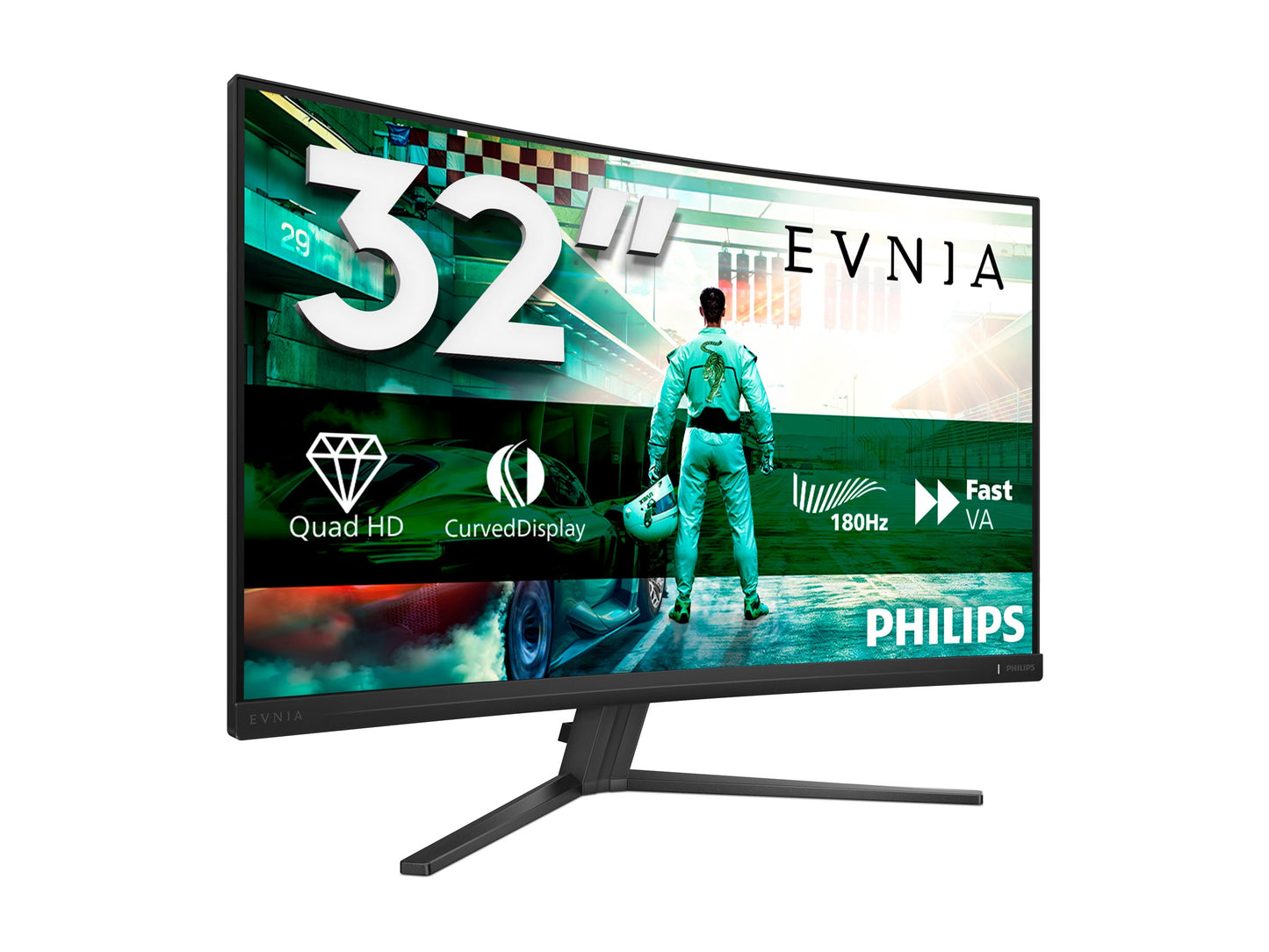 PHILIPS PHILIPS Evnia 3000 32M2C3500L - Ecran Gaming incruvé - 32" - 2560 x 1440 QHD @ 180 Hz - VA - 300 cd/m² -3500:1 - HDR10 - 2xHDMI DP -