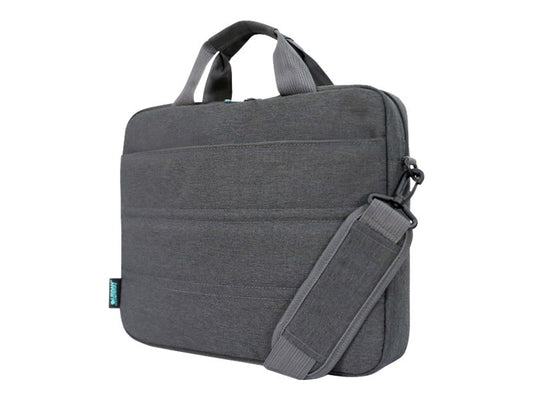 URBAN FACTORY URBAN FACTORY Toploading bag made of recycled Nylon r-PET Reinforced notebook compartment Flat front pocket with zip Back patch
