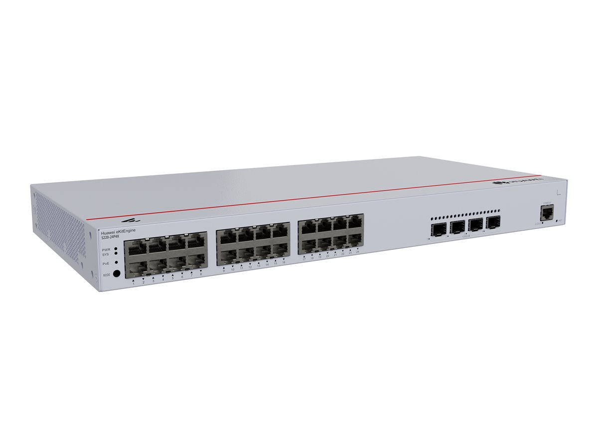 HUAWEI TECHNOLOGIES HUAWEI S220-24P4X 24x10/100/1000BASE-T ports 400W PoE+ 4x10GE SFP+ ports built-in AC power eKit