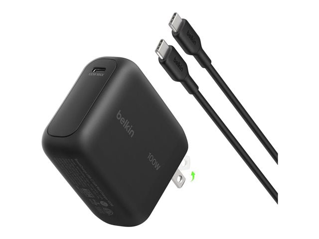BELKIN 100W 1C GAN WALL CHARGER W/5A C-C 1.5M BK FOLDABLE EU PLUG