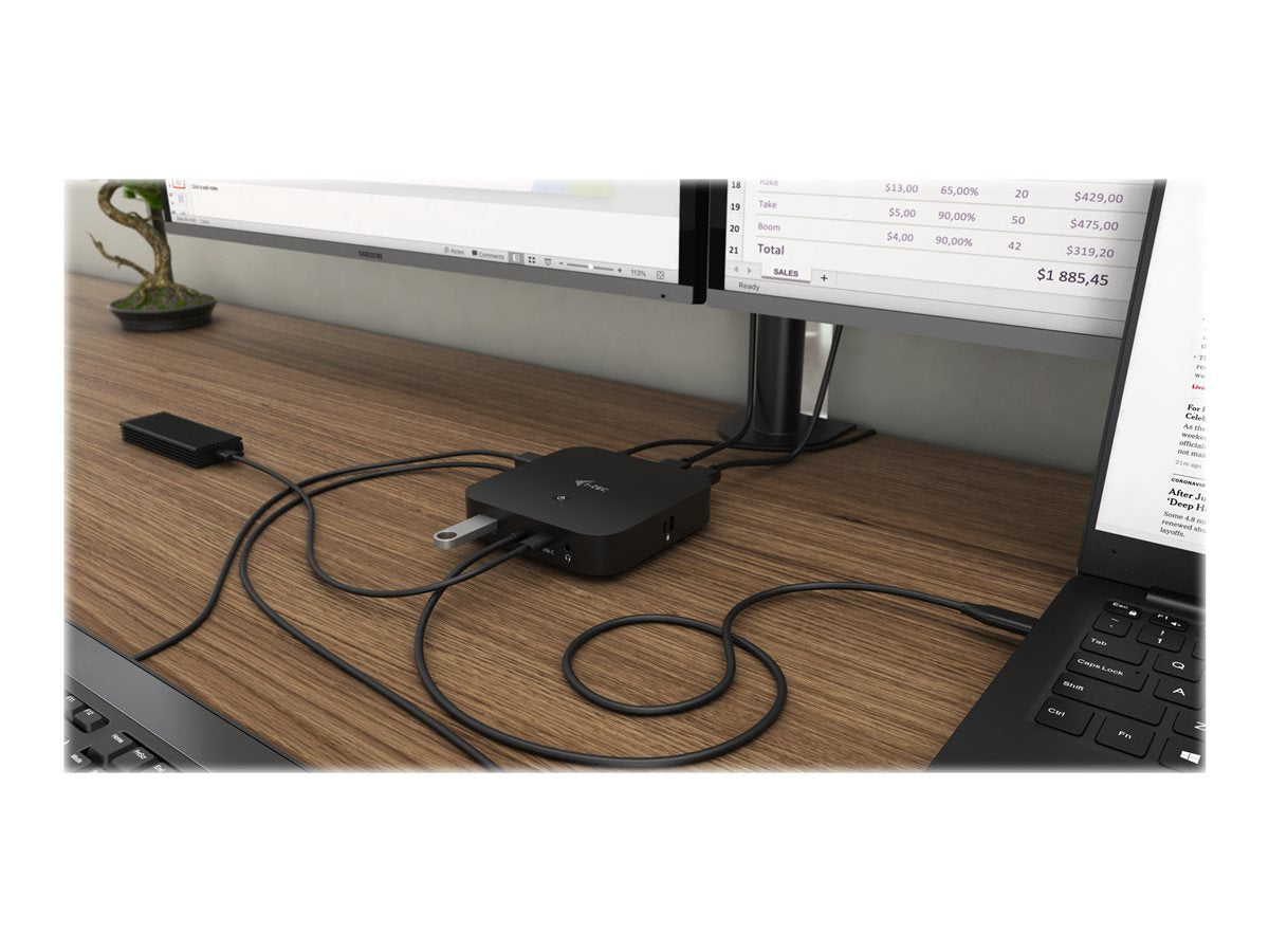 I-TEC USB-C Dual Display MST DS 1xDP 1xHDMI 1xGLAN 3xUSB 3.0 2x USB 2.0 1xUSB-C-Datei 1xAudio/Mic Jack 1x100W USB-C PD