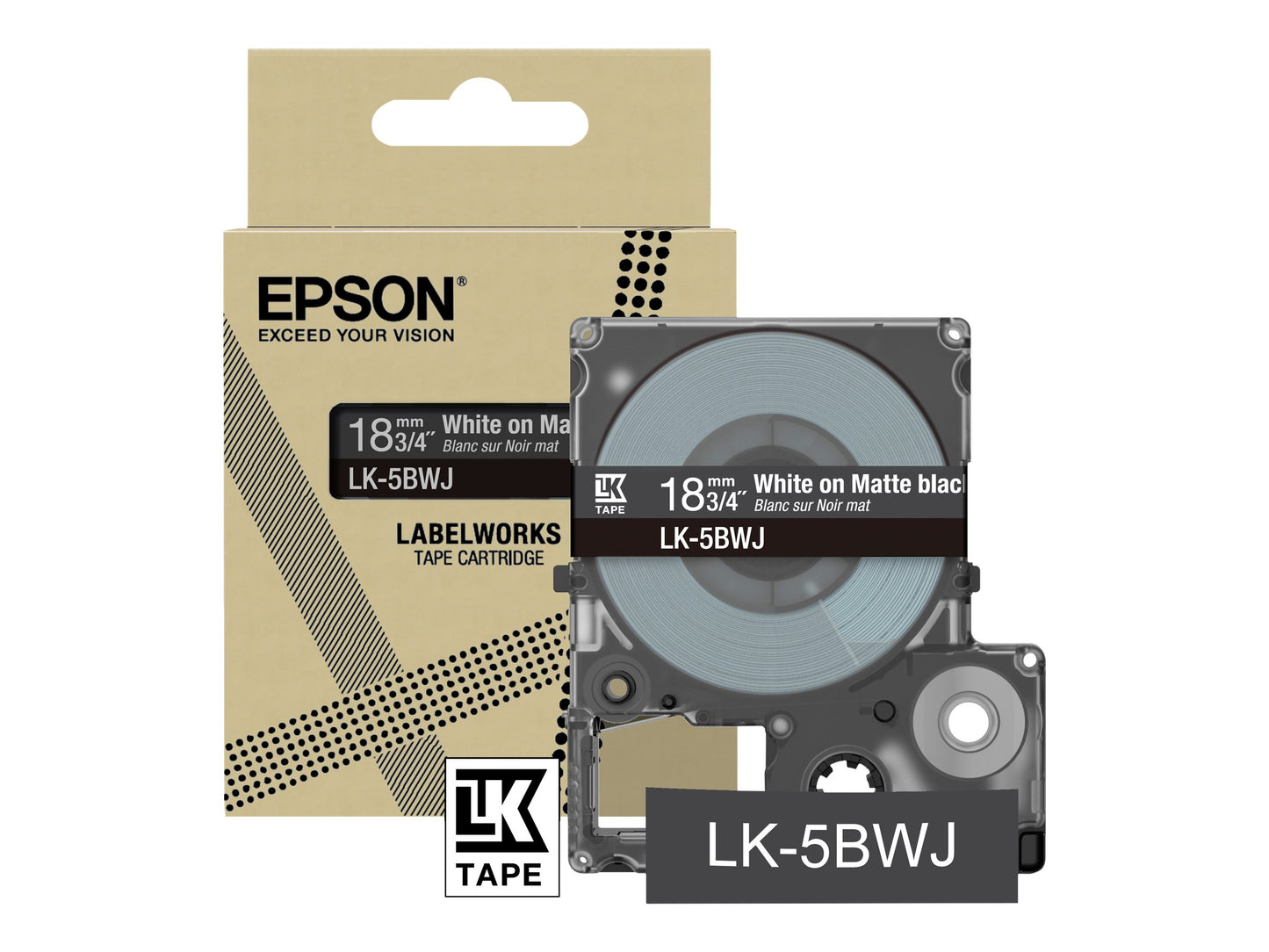 EPSON EPSON Matte Tape Black/White 18mm 8m LK-5BWJ