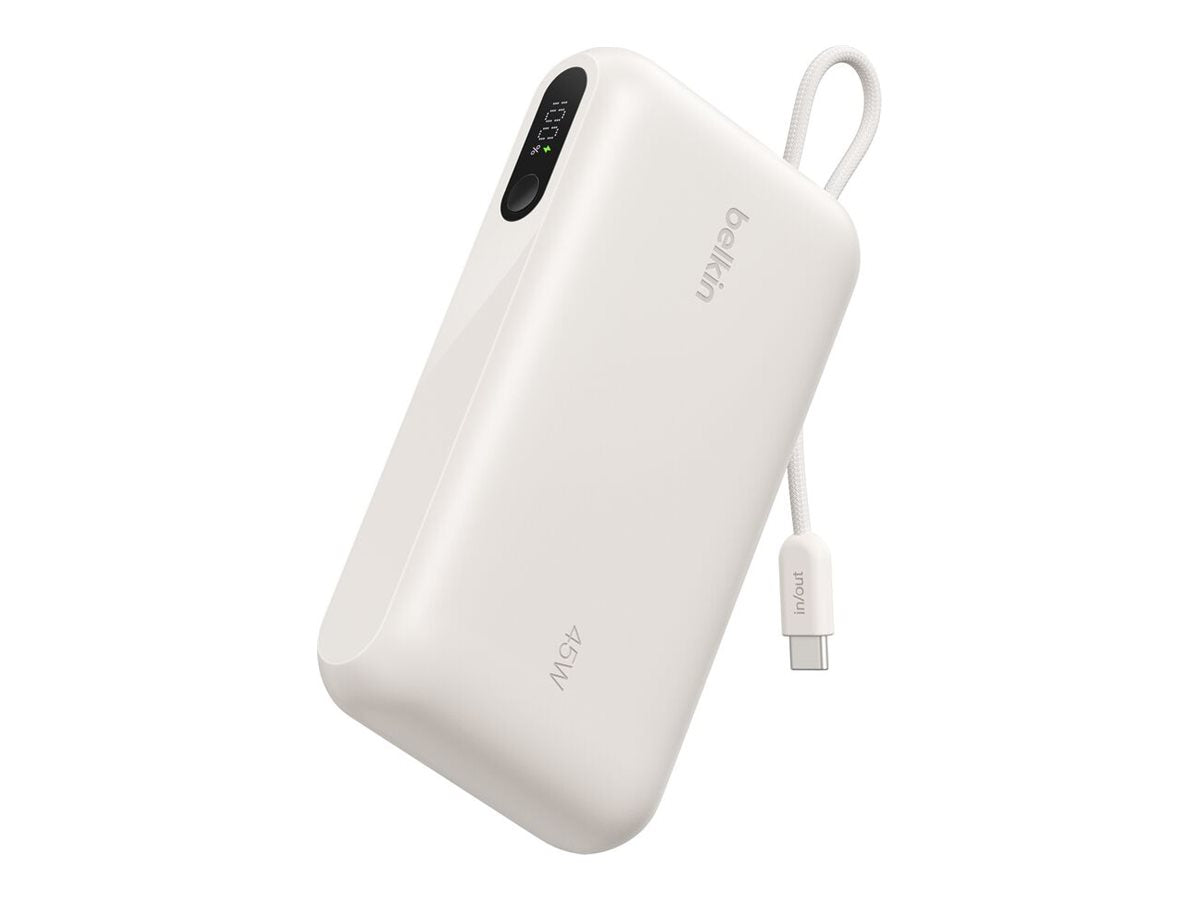BELKIN BOOSTCHARGE 20k PD45w Display PowerBank with Integrated Cable 1A1C Sand