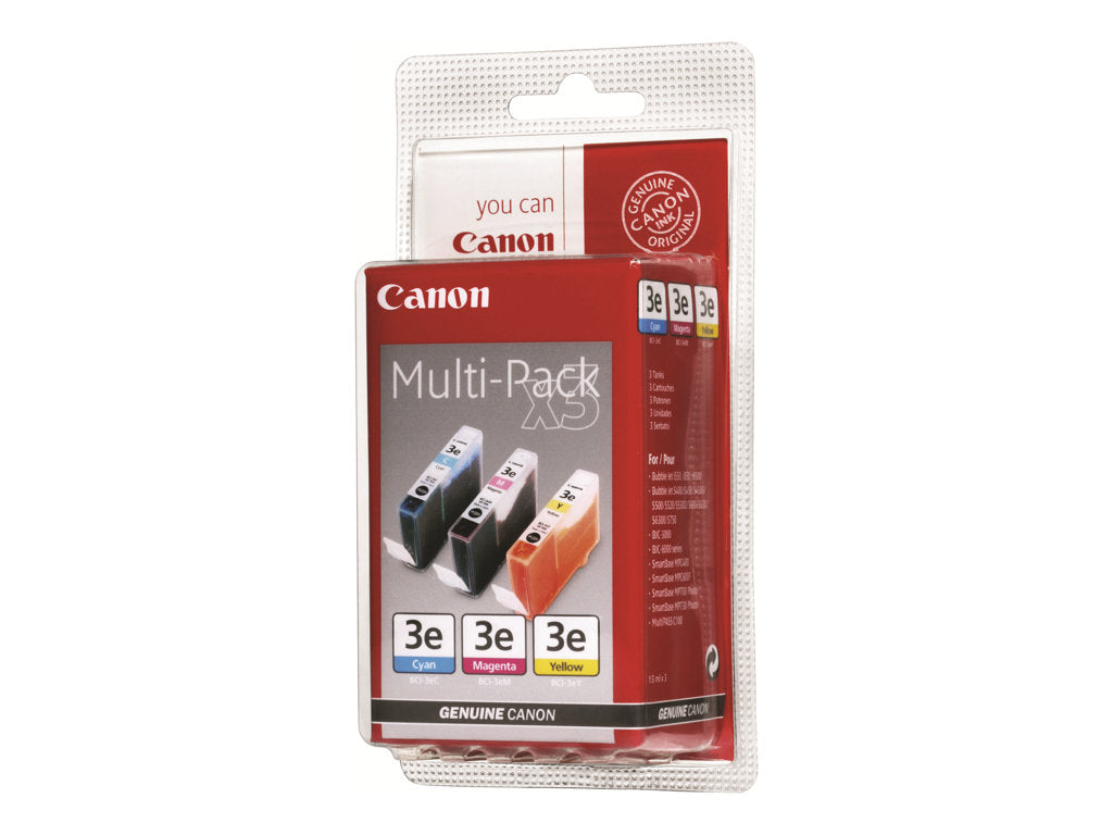 CANON BCI-3E C/M/Y cartouche d encre cyan, magenta et jaune capacité standard combopack sans alarme