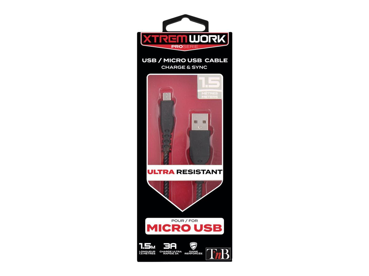 T'NB TNB XTREMWORK 1.5m USB/Micro USB Cable Black/Grey