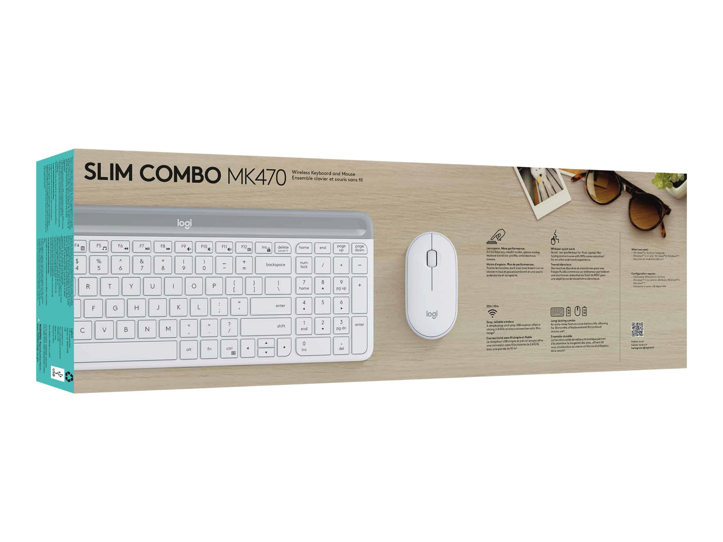LOGITECH LOGITECH Slim Wireless Keyboard and Mouse Combo MK470 OFFWHITE (FR)