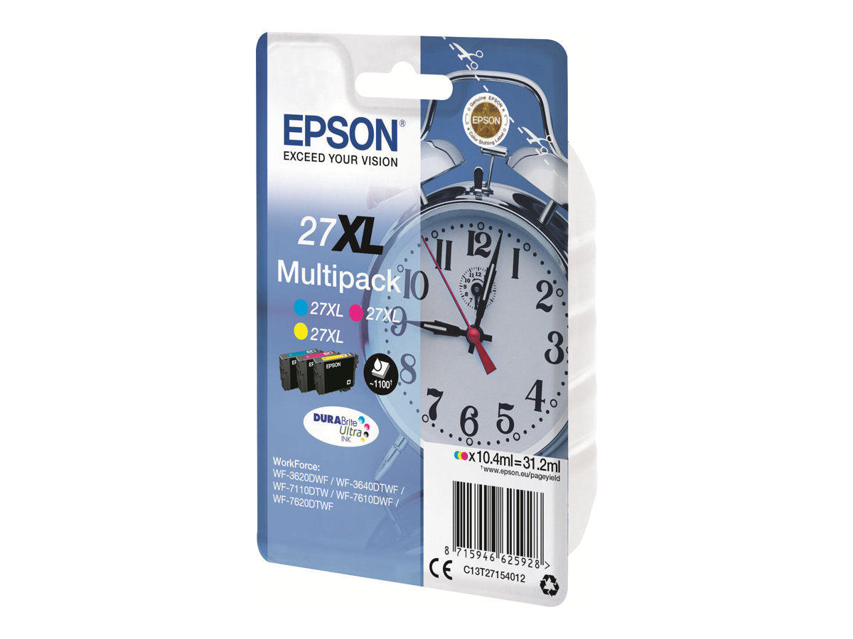 EPSON 1LB 27XL ink cartridge cyan magenta and yellow high capacity 3x10.4ml 3 x 1.100 pages combopack blister without alarm - DURAB