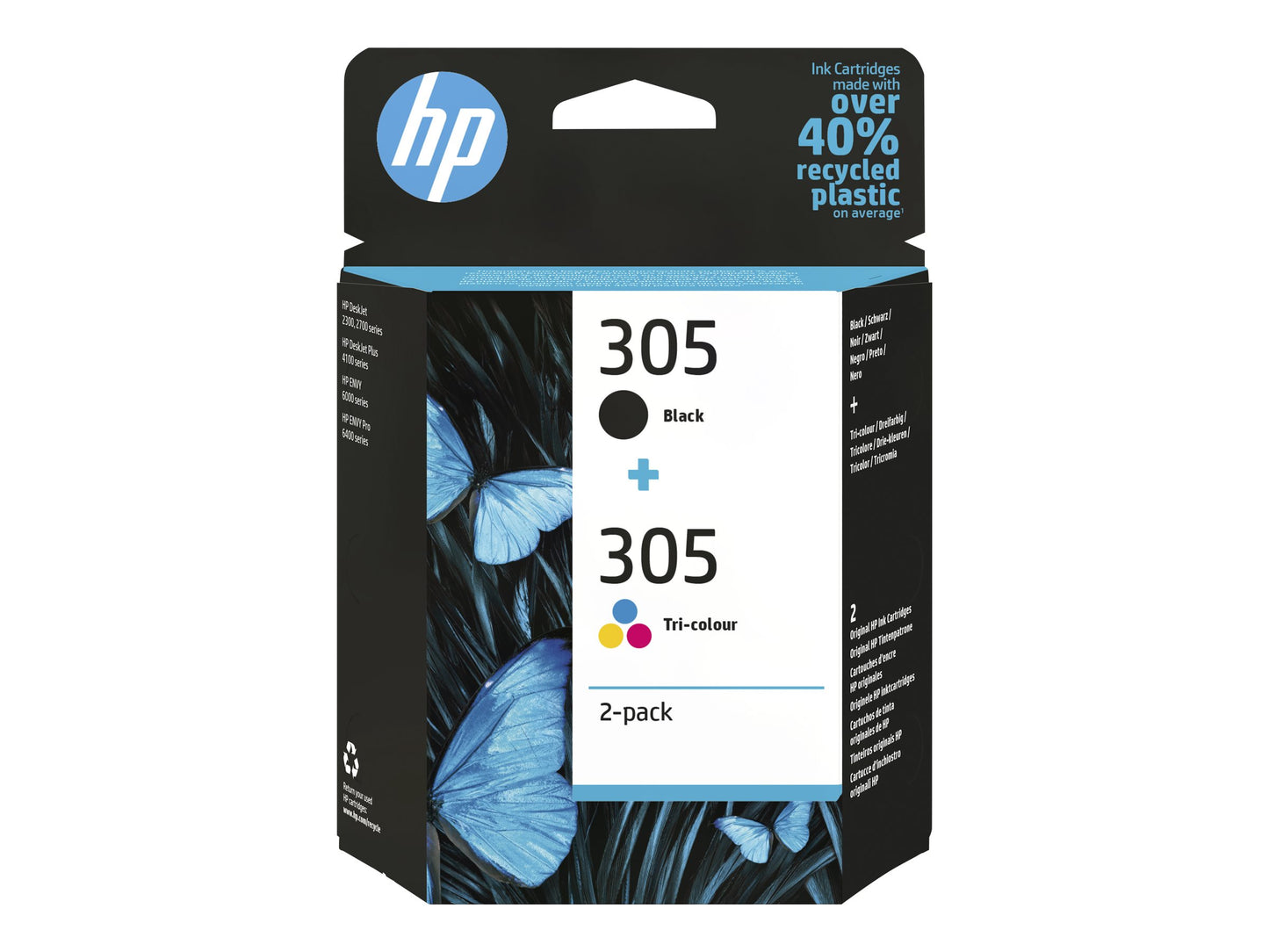 HP INC. HP 305 2-Pack Tri-color/Black Original Ink Cartridge
