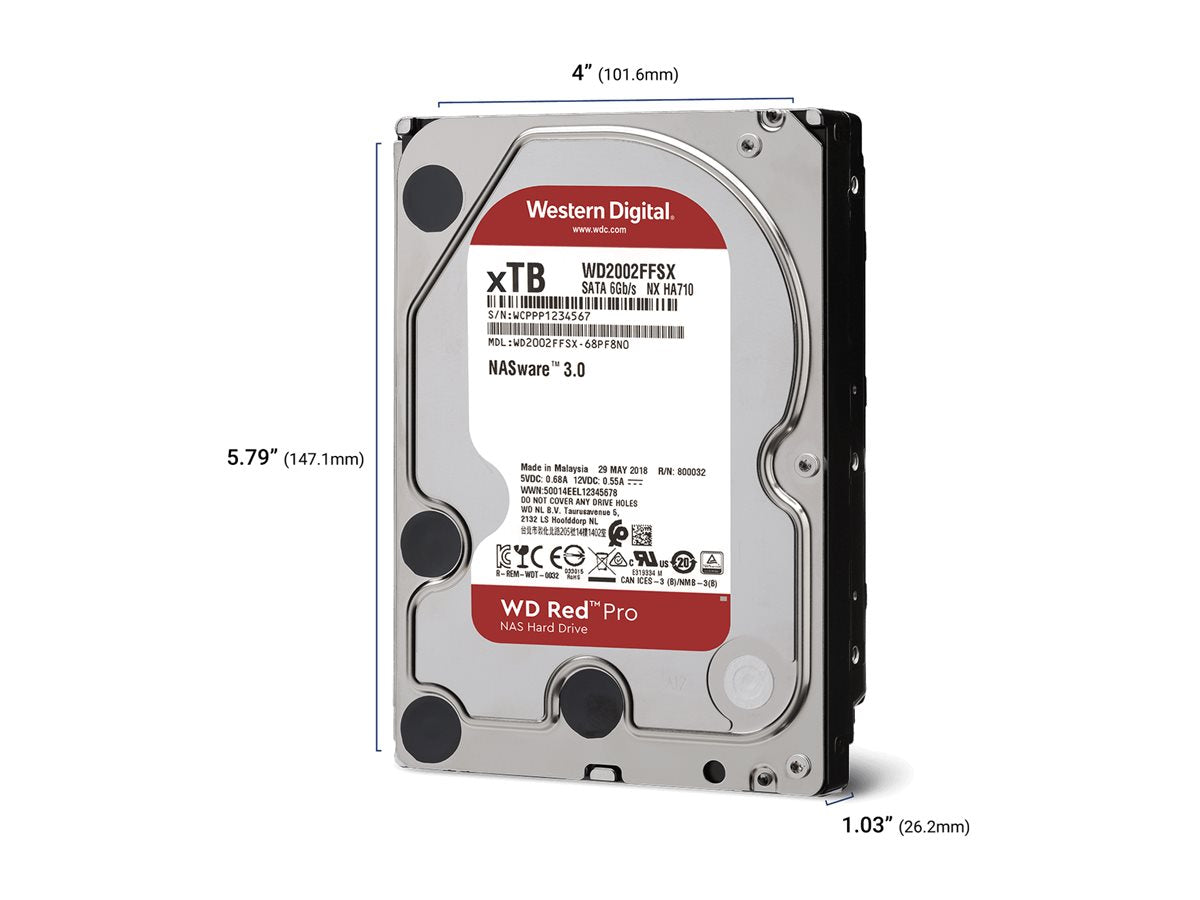 WESTERN DIGITAL WD Red Pro 18To 6Gb/s SATA 512Mo Cache Internal 3.5p HDD bulk