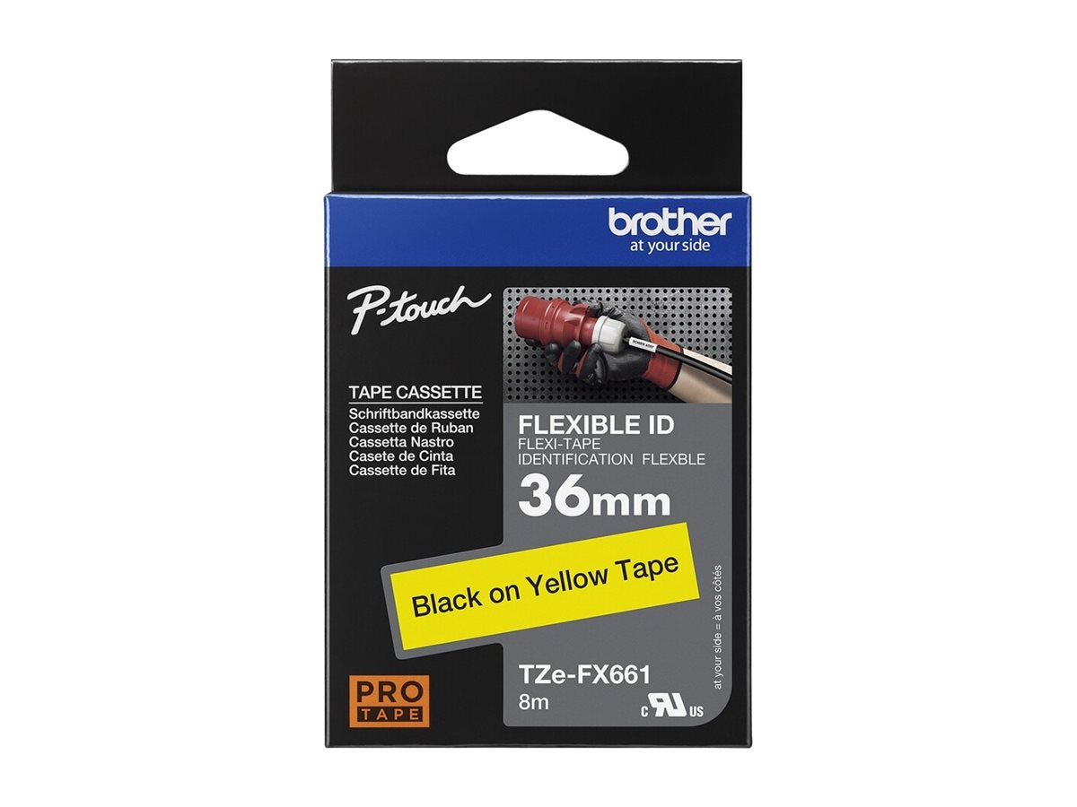 BROTHER TZEFX661 36mm Black on Yellow Flexible ID