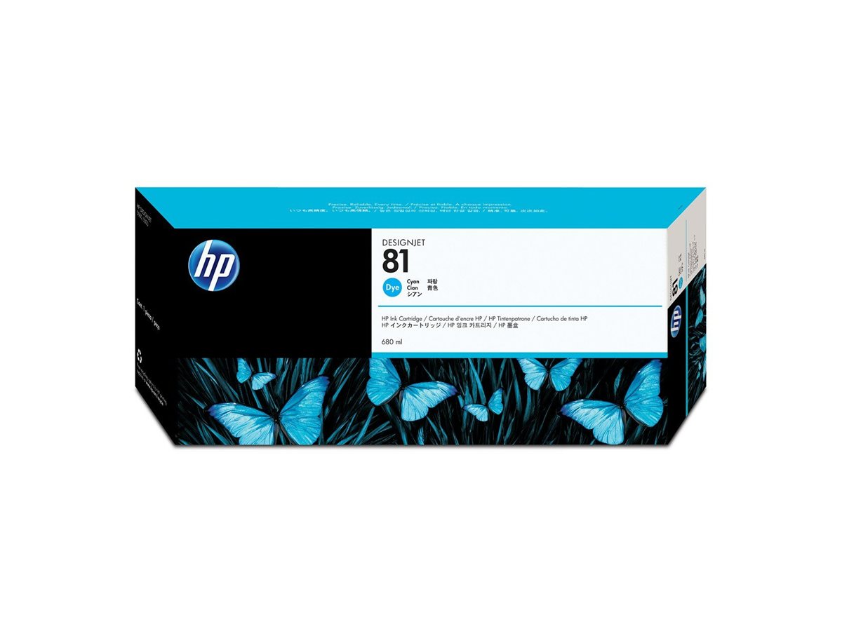 HP 81 original dye Ink cartridge C4931A cyan standard capacity 680ml 1-pack